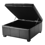 Large Square Ottoman with Upholstered PU Leather and High‑Density Foam, Modern Coffee Table with Storage, 34'' L x 34'' W x 18.5'' H, Black