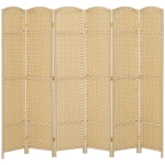 HOMCOM Folding Room Divider Screen 6 Panel 5.6' Tall Privacy Screen Freestanding Room Partition for Home Office, Beige