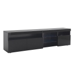 Modern TV Cabinet with LED Strip and Adjustable Colours, Stylish Media Console with Low-Profile Storage, 71'' L x 13.5'' W x 19'' H, Black