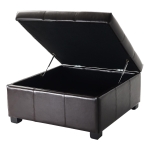 Large Ottoman with Upholstered PU Leather and High‑Density Foam, Modern Coffee Table with Storage, 34'' L x 34'' W x 18.5'' H, Chocolate