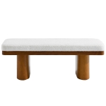 End-of-Bed Bench with Velvet Upholstery and High‑Density Foam Seat, Modern Ottoman with Rubberwood Legs, 47'' L x 17'' W x 17'' H, Walnut