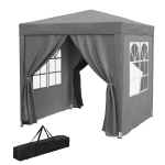 Outsunny 6.6'x6.6' Pop Up Canopy Tent with Sidewalls, Instant Sun Shelter Camping Gazebo with Carry Bag, Grey