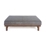Square Coffee Table with Plush Cushion Top and Upholstered Finish, Versatile Leather Ottoman for Living Room, 48'' L x 27.5'' W x 15'' H, Grey
