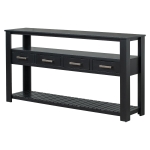 Large Entryway Console with 4 Drawers and 3-Tier Shelves, Sturdy Table with Metal Handlesand Adjustable Feet, 62'' L x 14'' W x 32'' H, Black