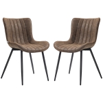 HOMCOM Dining Chairs Set of 2, PU Leather Upholstered Kitchen Chairs with Backrest and Steel Legs, Brown