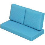 Outsunny 2 Seater 5" Thick Outdoor Seat Cushions with 7" Backrest, Loveseat Outdoor Furniture Cushions, Turquoise