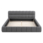 Queen Size Upholstered Bed with Grounded Solid Plywood & MDF Frame, Sturdy Bedboard with Wooden Slats, 87.5'' L x 66.5'' W x 23.5'' H, Gray