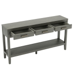 Farmhouse Entryway Table with Wide Top and Open Bottom Shelf, Minimalist Console with Adjustable Feet, 59'' L x 14'' W x 31.5'' H, Gray
