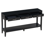 Farmhouse Entryway Table with Wide Top and Open Bottom Shelf, Minimalist Console with Adjustable Feet, 59'' L x 14'' W x 31.5'' H, Black