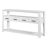 Large Entryway Console with 4 Drawers and 3-Tier Shelves, Sturdy Table with Metal Handlesand Adjustable Feet, 62'' L x 14'' W x 32'' H, White