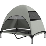 PawHut Elevated Dog Bed with Canopy Raised Dog Bed  Washable Mesh Steel Frame 41.7" x 29.9" x 39" Light Grey