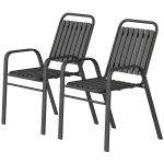 Outsunny Stackable Outdoor Dining Chairs Set of 2, for Patio, Balcony, Deck, Garden, Black