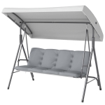 Outsunny 3-Seat Patio Swing Chair, Outdoor Porch Swing Glider with Adjustable Canopy, Light Grey