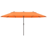 Outsunny 15' Outdoor Patio Umbrella with Twin Canopy Sunshade Steel Table Umbrella with Lift Crank Orange