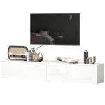 HOMCOM Floating TV Stand for TVs up to 75 Inch, 70.9" TV Cabinet, Entertainment Center with 2 Flip Doors, High Gloss White