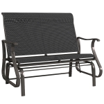 Outsunny Garden Double Gliding Chair, Patio Glider Armchair for Outdoor, Backyard Mesh Seat and Backrest, Steel Frame Black