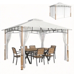 Outsunny 10' x 12' Patio Gazebo, UPF50+ Double Roof Outdoor Gazebo Canopy Shelter with Netting for Backyard, Patio, Cream White
