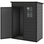 Outsunny 5 x 3FT Garden Shed with Floor, Outdoor Storage Shed with Lockable Door, Window and Vent for Backyard, Patio, Dark Grey