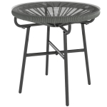 Outsunny Rattan Side Table, Round Outdoor Table, with Round PE Rattan and Tempered Glass Table Top for Patio, Garden, Dark Grey