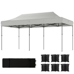 Outsunny 10 x 20 ft Pop Up Canopy Tent, Heavy Duty UPF50+ Outdoor Portable Instant Canopy Shelter with Wheeled Bag, White