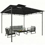 Outsunny 10' x 10' Gazebo, Soft Top Outdoor Gazebo with 2-Tier Roof, Metal Frame, Black