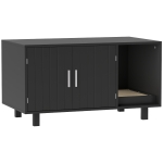 PawHut Cat Litter Box Enclosure, Cat House End Table with Scratcher, Black