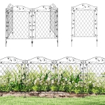 Outsunny Garden Fence, 4 Pack Steel Fence Panels, 11.5' L x 43" H, Rust-Resistant Decorative Border Flower Edging for Yard, Landscape, Patio, Outdoor Decor, Wavey Vines
