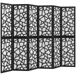 HOMCOM 6 Panel Room Divider, 5.6 FT Lightweight Folding Privacy Screen with Geometric Pattern for Living Room, Bedroom, Black