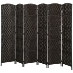 HOMCOM Room Divider, 6 Panel Folding Privacy Screen, 6FT Tall Portable Weave Partition Wall Divider for Bedroom, Coffee