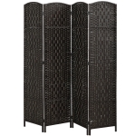HOMCOM Room Divider, 4 Panel Folding Privacy Screen, 70.9" Tall Portable Weave Partition Wall Divider for Bedroom, Coffee