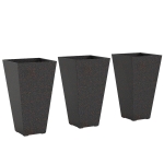 Outsunny 28" Tall Planters, Set of 3 Plastic Flower Pots with Marble Finish and Drainage Holes, Stackable Taper Planters, Brown