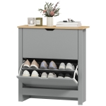 HOMCOM Shoe Storage Cabinet with 2 Flip Drawers and Adjustable Shelves for 12 Pairs of Shoes, Light Grey