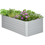 Outsunny Galvanized Raised Garden Bed, Steel Outdoor Planters with Reinforced Rods, 71" x 35" x 23", Light Grey