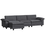 HOMCOM Sectional Sofa, L Shaped Couch with Deep Seat, Movable Ottoman and Pillow-top Armrests, Dark Gray
