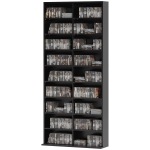 HOMCOM 9-Tier DVD Shelf with 18 Compartments and 14 Adjustable Shelves, Holds 640 CDs, 360 DVDs or 430 Blu-rays, Black