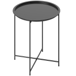 Outsunny 18" Outdoor Side Table with Removable Tray and Folding Legs, Indoor Outdoor for Balcony, Porch, Black
