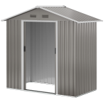 Outsunny 6.5x3.5ft Metal Garden Storage Shed for Outdoor Tool Storage with Double Sliding Doors and Vents, Grey