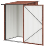 Outsunny 3.3' x 3.4' Lean-to Garden Storage Shed, Outdoor Galvanized Steel Tool House with Lockable Door for Patio, Teak