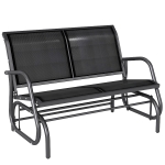 Outsunny 2-Person Outdoor Glider Bench, Patio Double Swing Rocking Chair Loveseat w/Powder Coated Steel Frame for Backyard Garden Porch, Black
