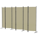 HOMCOM 6 Panel Room Divider, 6 Ft Folding Privacy Screen, Portable Freestanding Partition Wall Divider, Beige