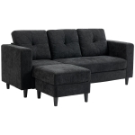 HOMCOM Sectional Sofa, L Shaped Corner Sofa with Changeable Chaise, High-density Foam Padding Seat, Linen Fabric, Wooden Legs, Black