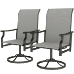 Outsunny Patio Swivel Chair Set of 2, Swivel Rocker Outdoor Chairs with High Back, for Lawn Garden Backyard Deck, Light Grey
