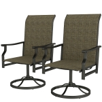 Outsunny Patio Swivel Chair Set of 2, Swivel Rocker Outdoor Chairs with High Back, for Lawn Garden Backyard Deck, Brown