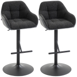 HOMCOM Bar Stools Set of 2, Swivel Counter Height Barstools with Back, Footrest, Armrests, Adjustable Height, Black