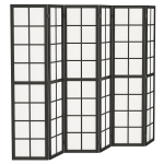 HOMCOM 6 Panel Room Divider, 5.6 ft Folding Wall Divider Room Partition for Home Office, Bedroom, Living Room, Black