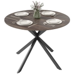 HOMCOM 40" Round Kitchen Table for 4, Industrial Dining Table with Steel Legs for Dining Room, Distressed Brown