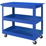 DURHAND 3 Tier Rolling Tool Cart with Wheels, 330 LBS Capacity Heavy Duty Utility Cart, Mobile Service Cart for Garage, Blue