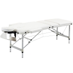 HOMCOM 85" 3 Section Foldable Massage Table Professional Salon Spa Facial Couch Bed (White)