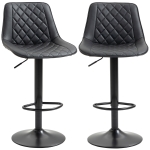 HOMCOM Bar Stools Set of 2, Swivel Counter Height Barstools with Back, Footrest, Adjustable Height, Black