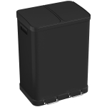 HOMCOM Kitchen Garbage Bin, 2 x 7.9 Gal (2 x 30 L) Trash Can, Soft-Close Garbage Can with Removable Inner Buckets, Black